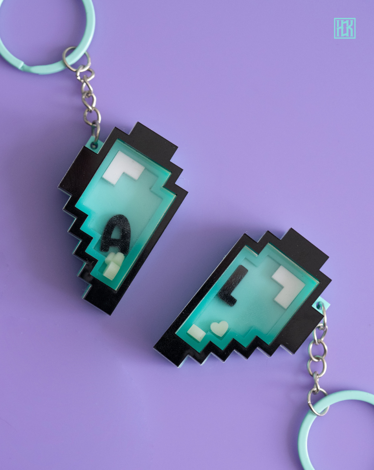 Personalised Double Half Pixel Hearts