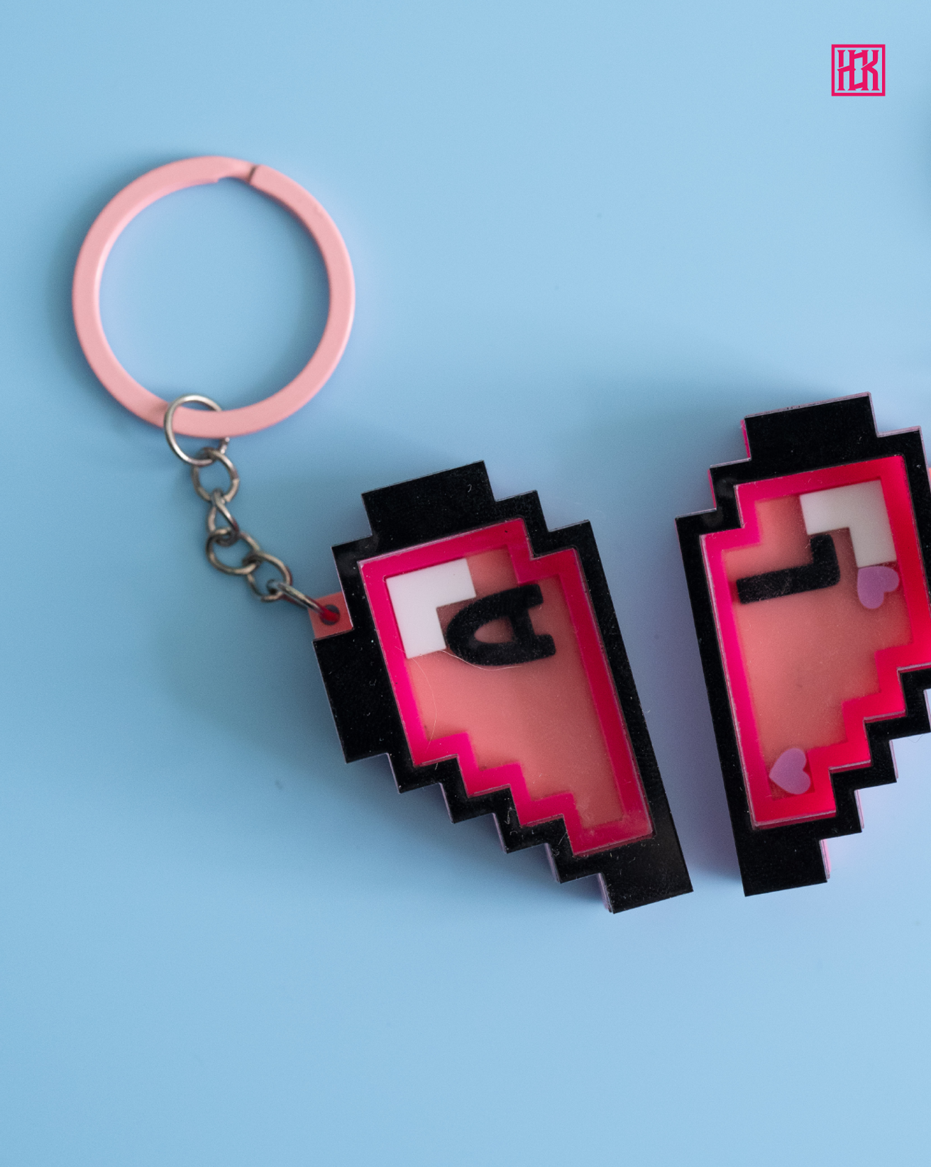Personalised Double Half Pixel Hearts