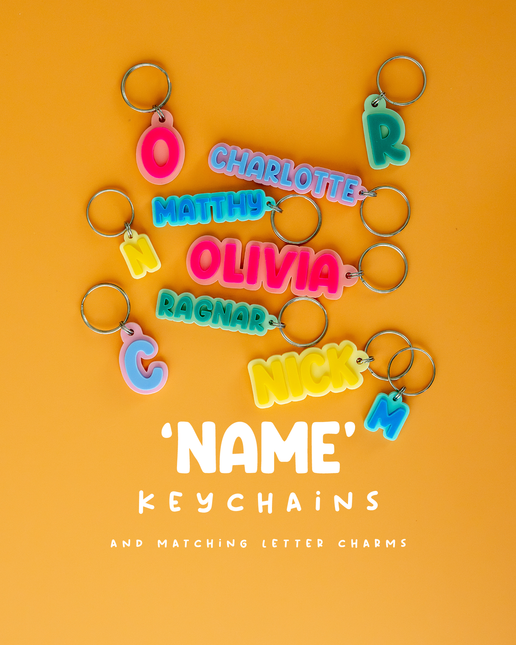 Name Keychain and Letter Charm