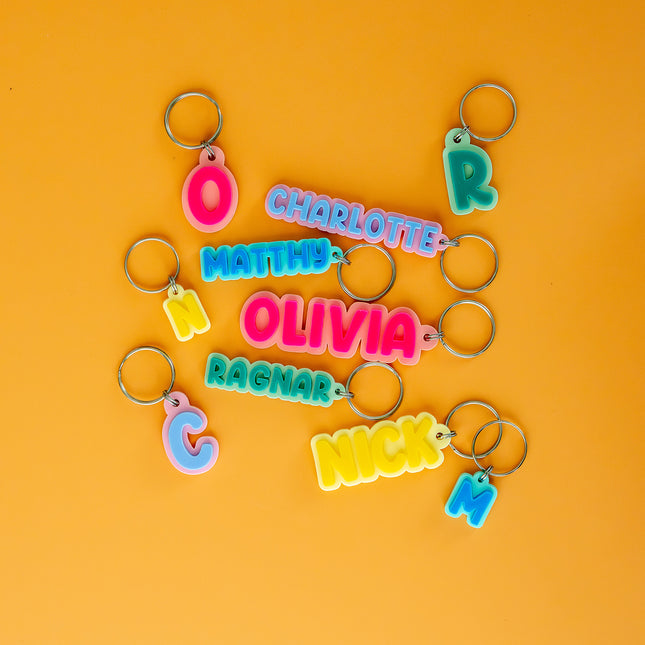 Name Keyring and Letter Charm