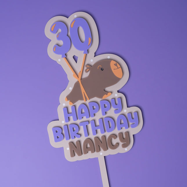 Capybara Birthday Cake Topper