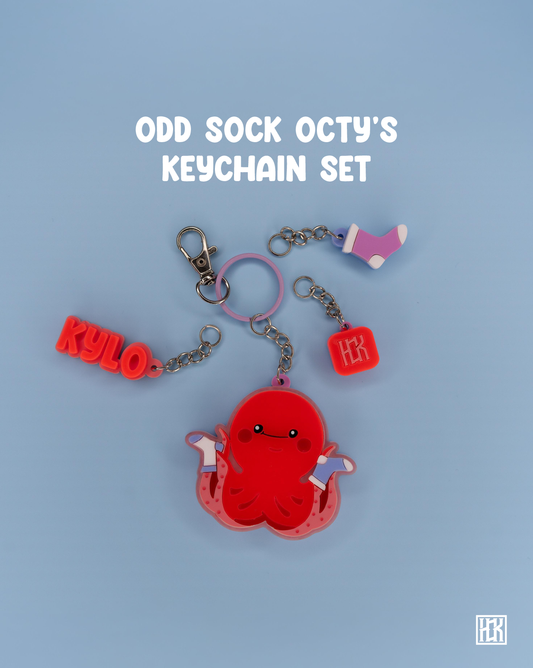 Odd Sock Octy's Keychain Set