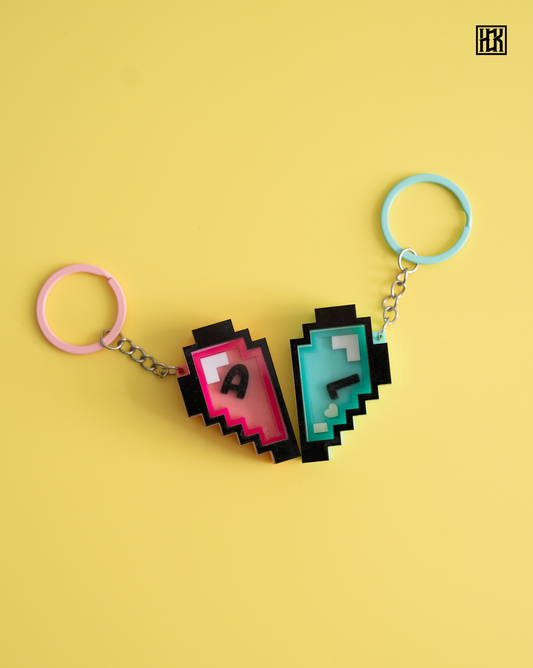 Personalised Double Half Pixel Hearts