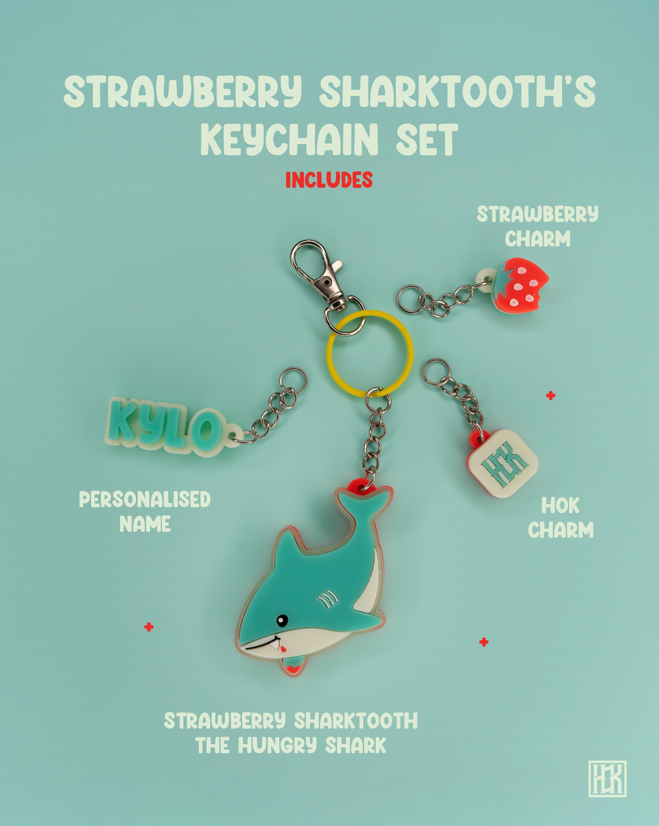 Strawberry Sharktooth's Keychain Set