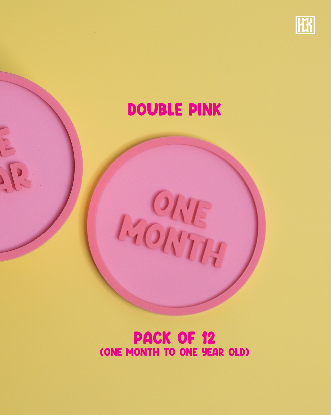 Baby Milestone Disc Set - Double Pink (Pack of 12)