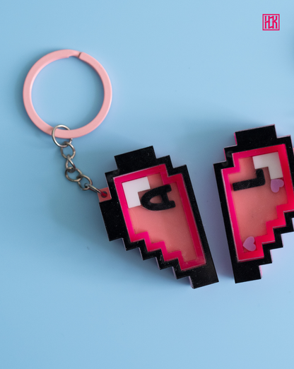 Personalised Double Half Pixel Hearts