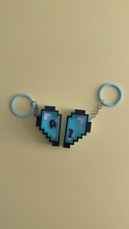 Personalised Double Half Pixel Hearts
